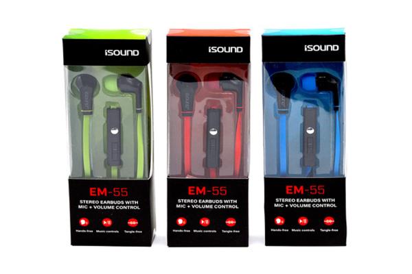 ISOUND EM-55 STEREO EARPHONE W/MICROPHONE