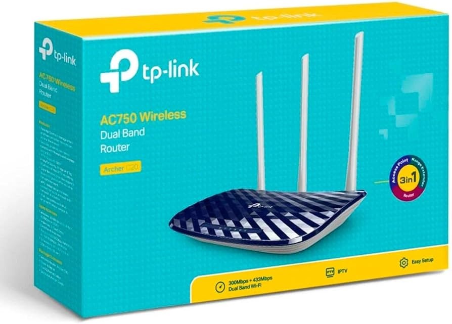 TP-Link Archer C20 AC750 Wireless Dual Band Router – 3 Antennas, 3-in-1