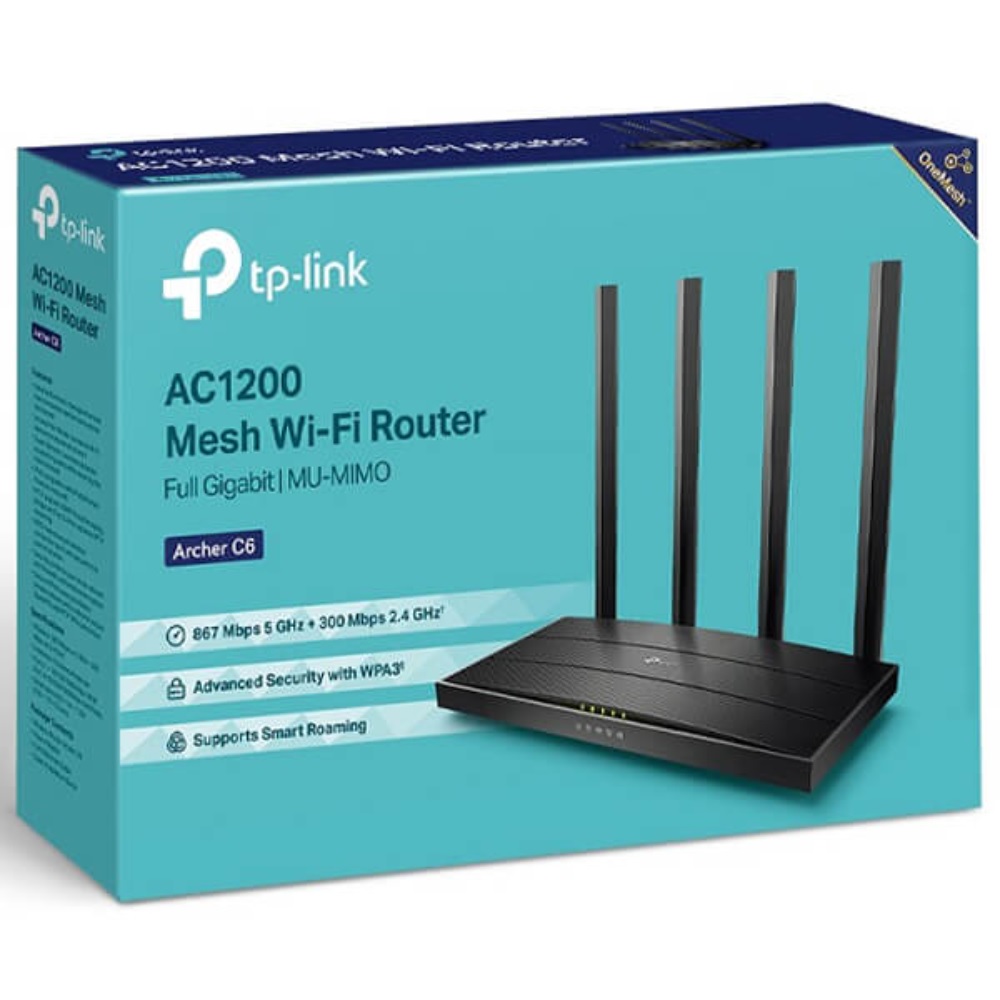 TP-Link Archer C6 AC1200 Mesh Wi-Fi Router – Gigabit, MU-MIMO, Dual-Band