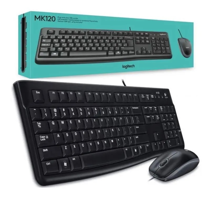 Logitech MK120 Wired Keyboard and Mouse Combo – USB Plug & Play