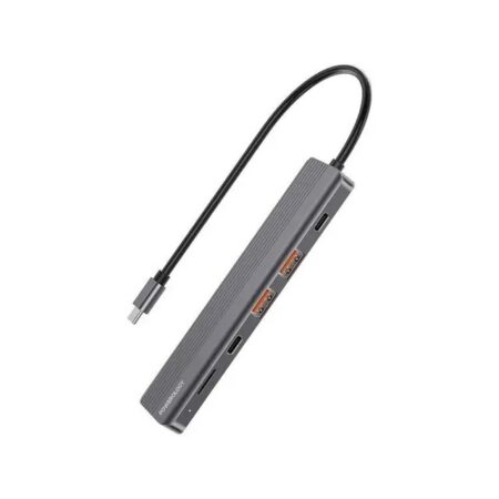 Powerology 6-in-1 USB-C Hub – Compact Multiport Adapter