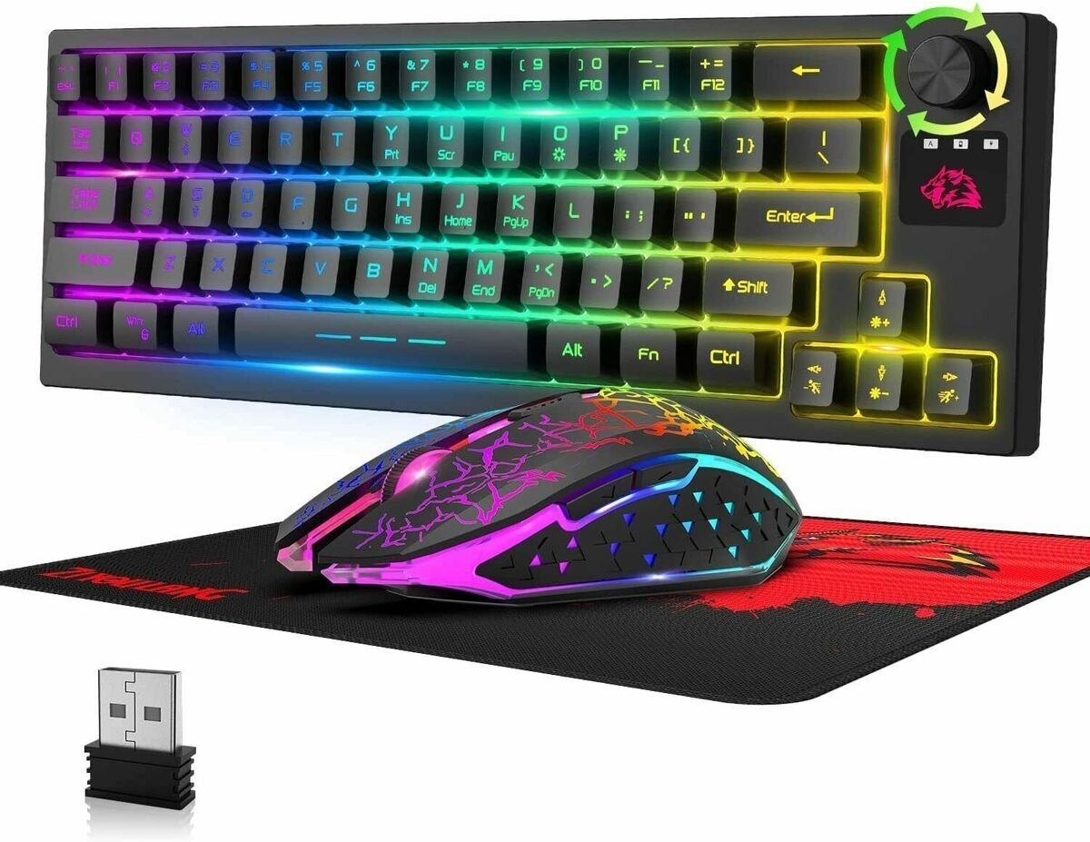 KM-600 Wireless RGB Gaming Keyboard and Mouse Combo – Backlit, Rechargeable, with Mouse